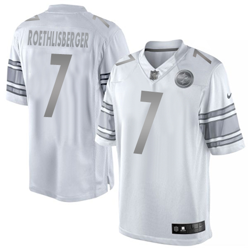 Men's Elite Ben Roethlisberger Nike Jersey White - #7 Platinum NFL Pittsburgh Steelers